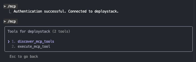 DeployStack Tool View to MCP Client