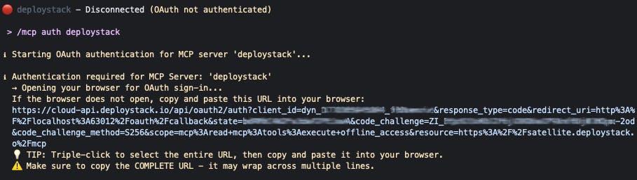 Authenticate to DeployStack MCP Server
