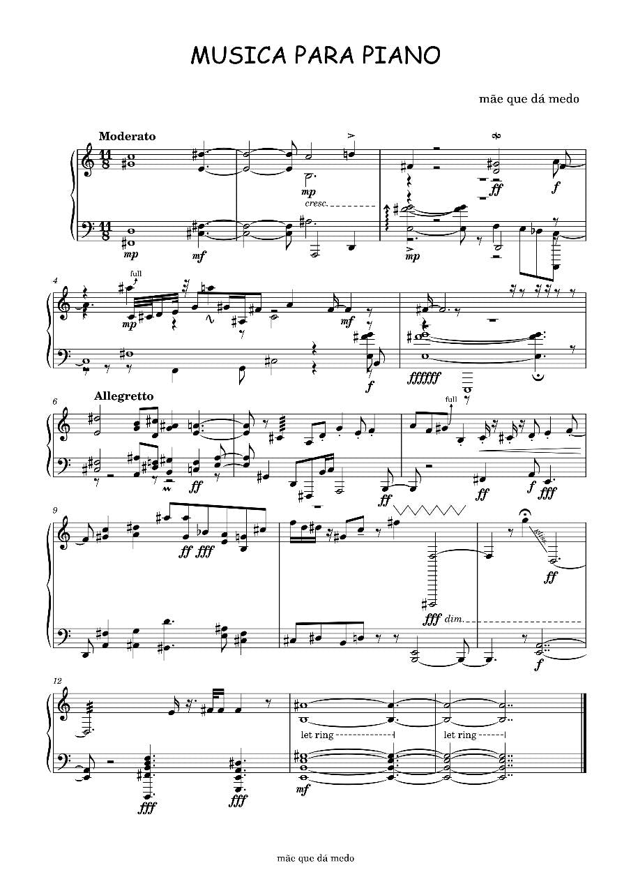 Partitura impossível da "Música Para Piano Op. 420"  