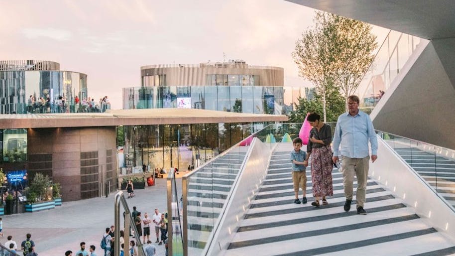 family walking in design district