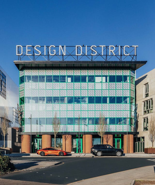 Image of a building with Design District Sign 