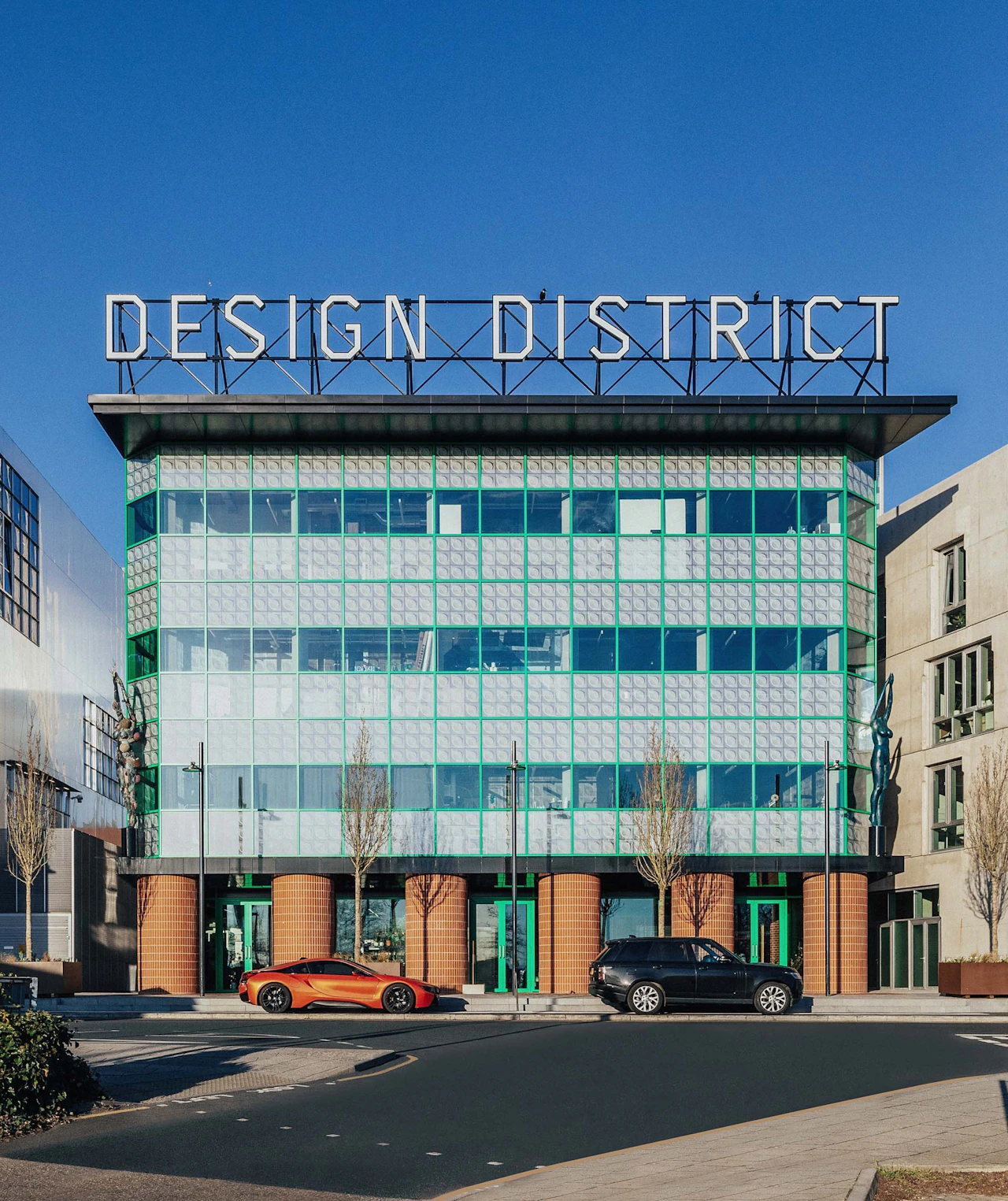 Image of a building with Design District Sign