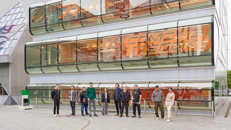 Flipper team outside of Design District building B1