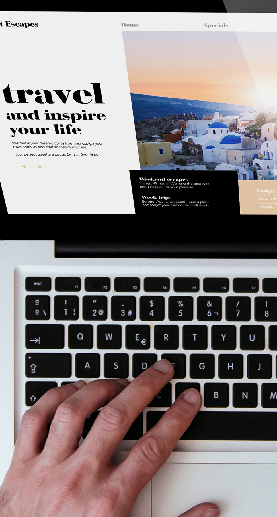 An image of a travel website on multiple devices