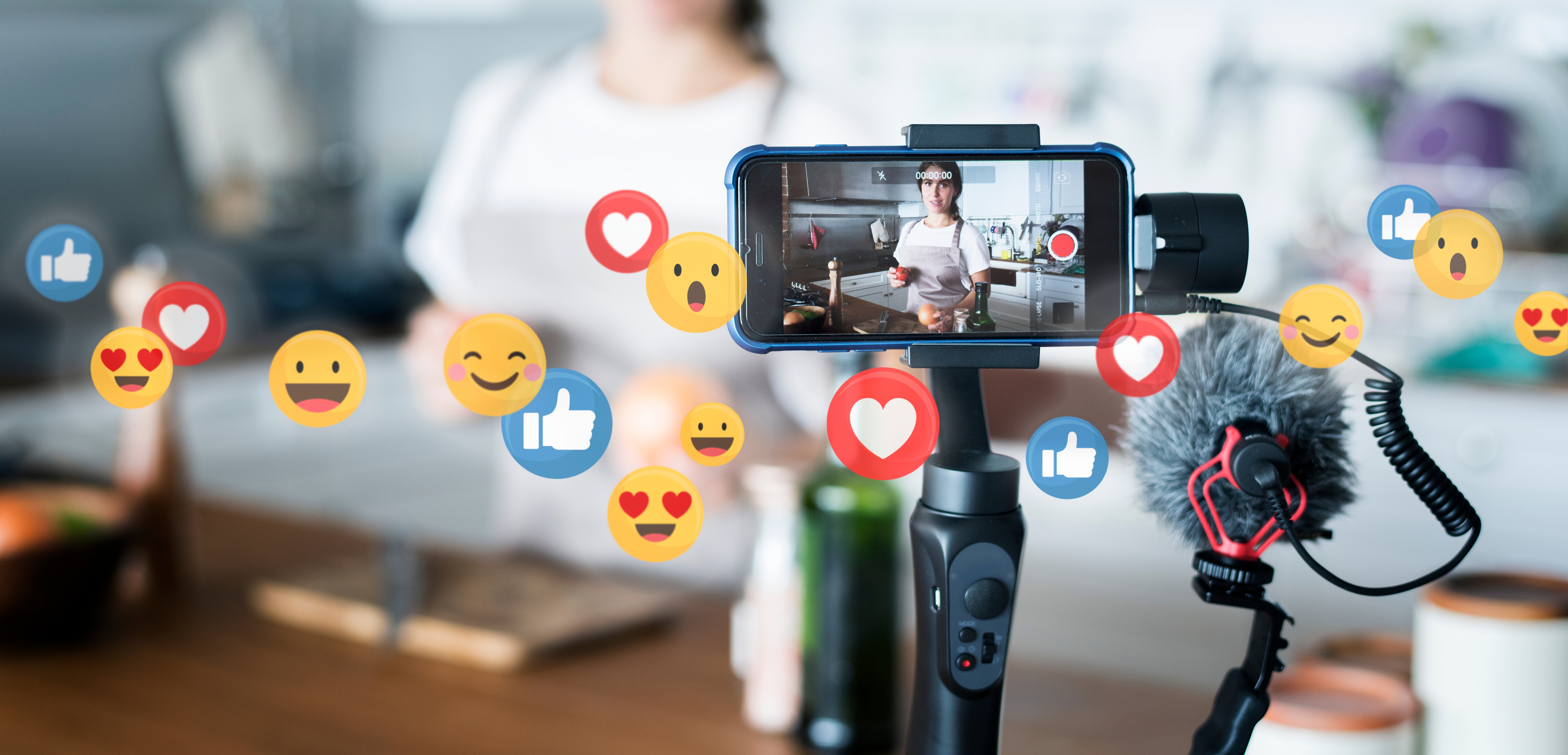 An image of a mobile camera active with lots of emojis