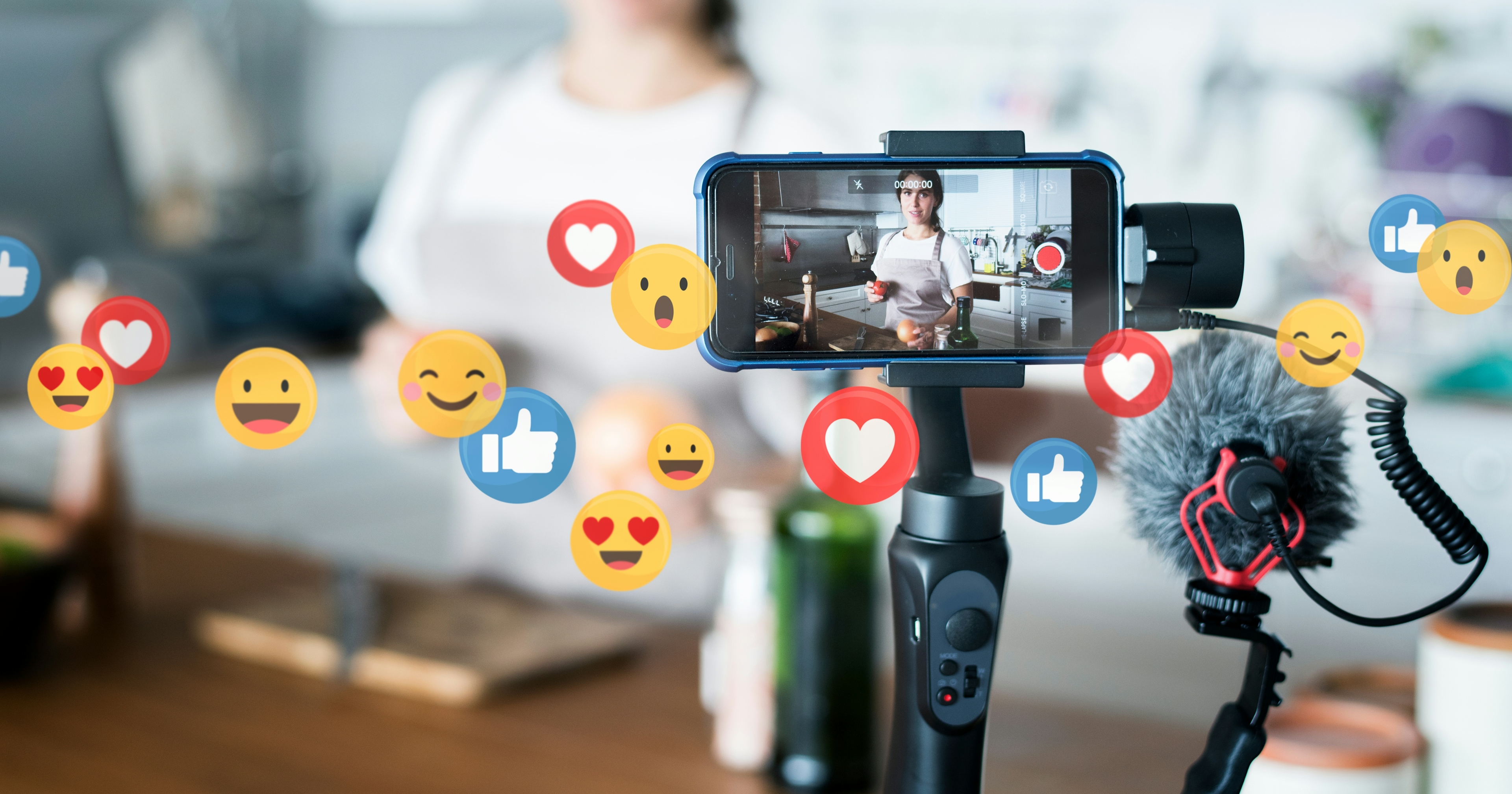 An image of a mobile camera active with lots of emojis