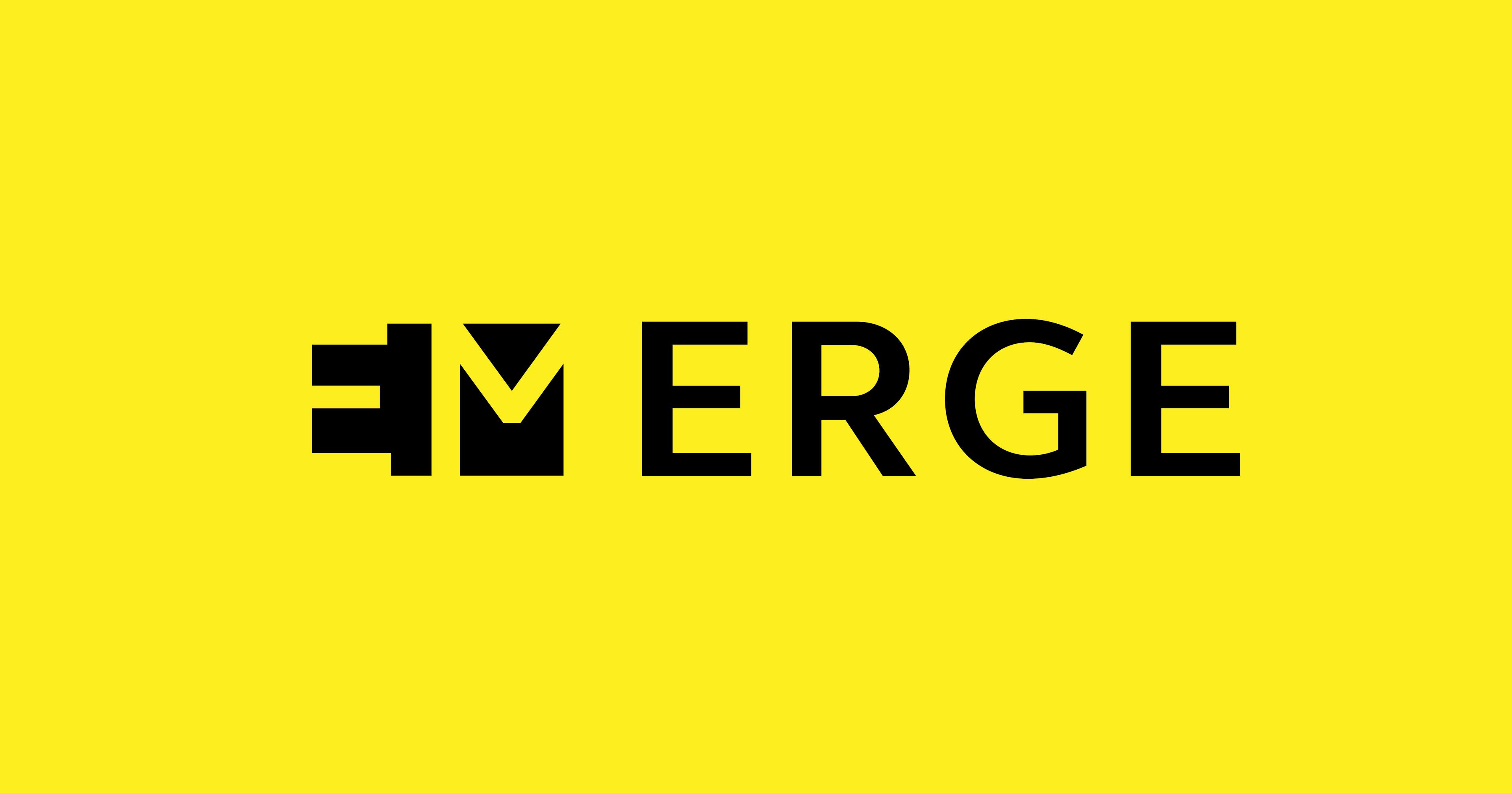 Stylised yellow background with black text saying 'Merge'