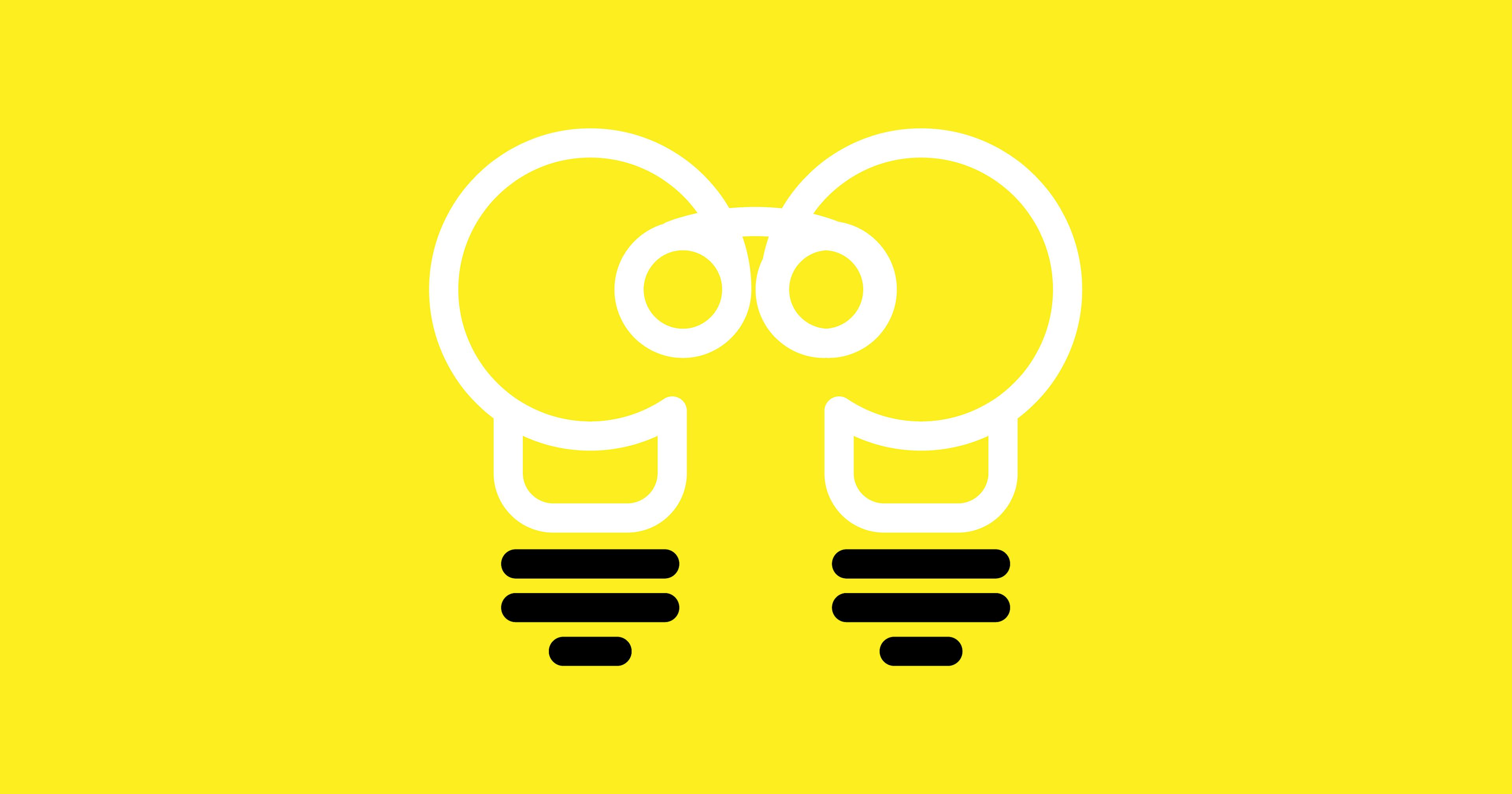 A stylised image of two converging lighbulbs