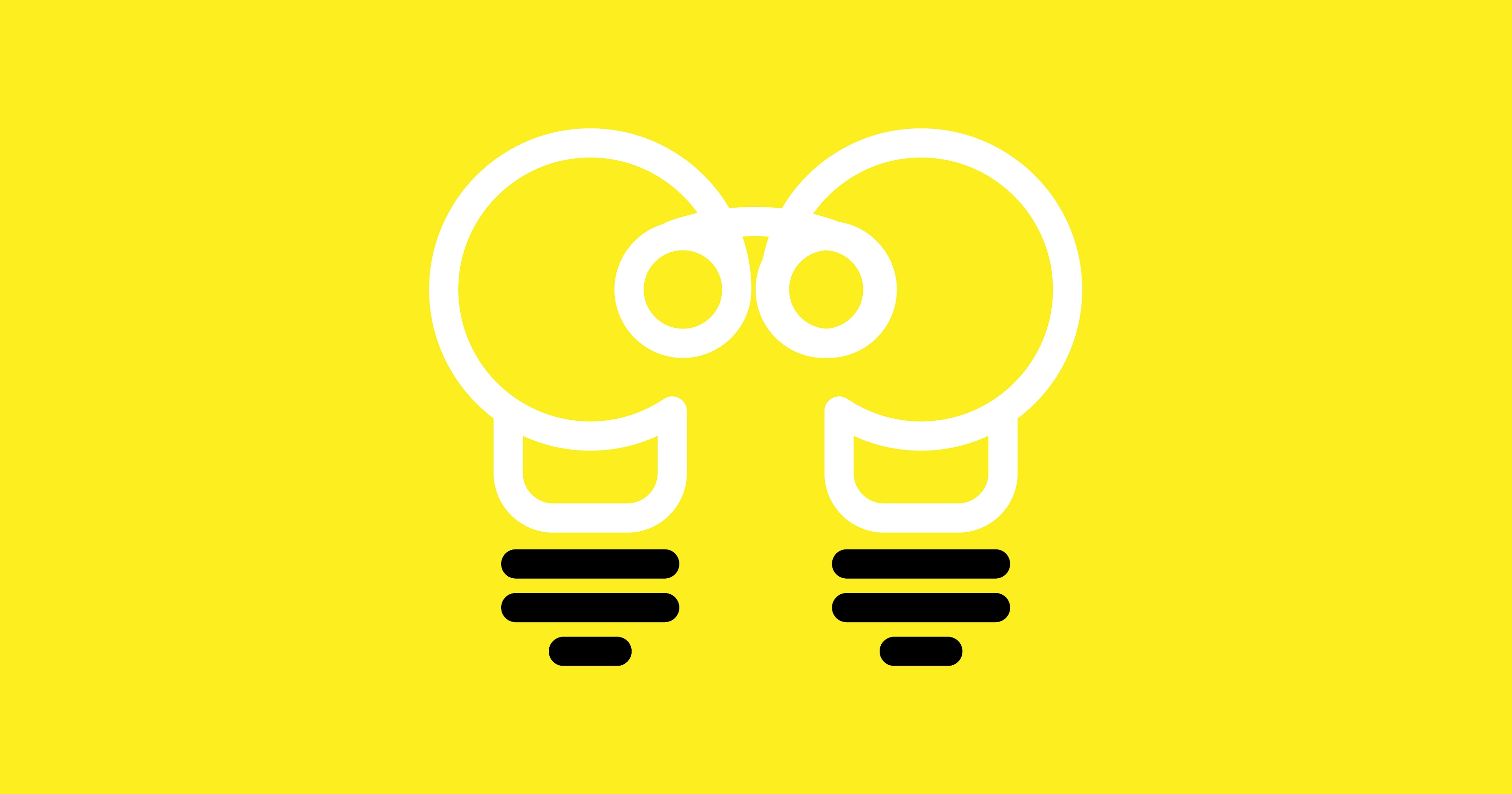 A stylised image of two converging lighbulbs