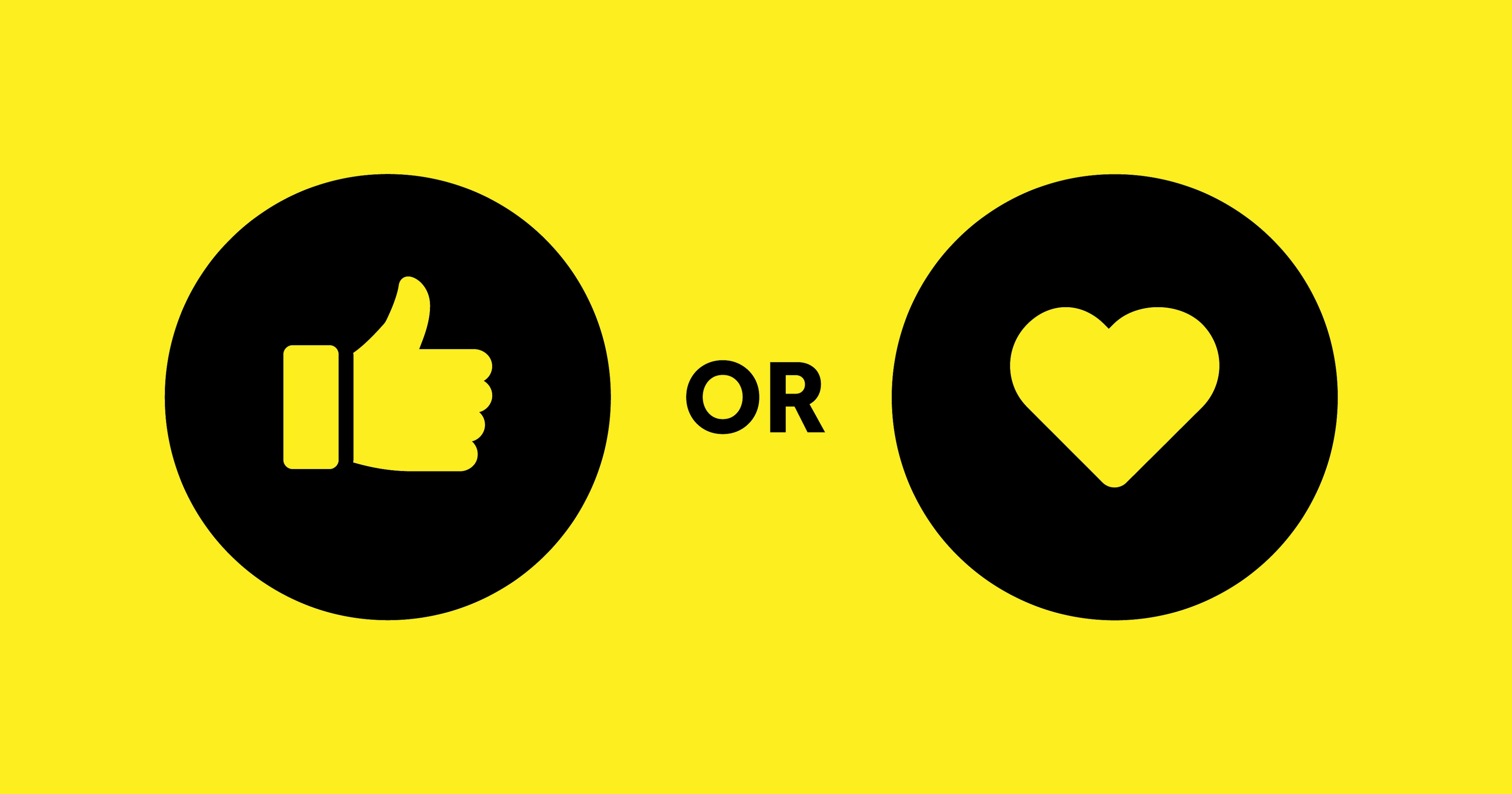 A stylised image showing a choice between like and heart icons