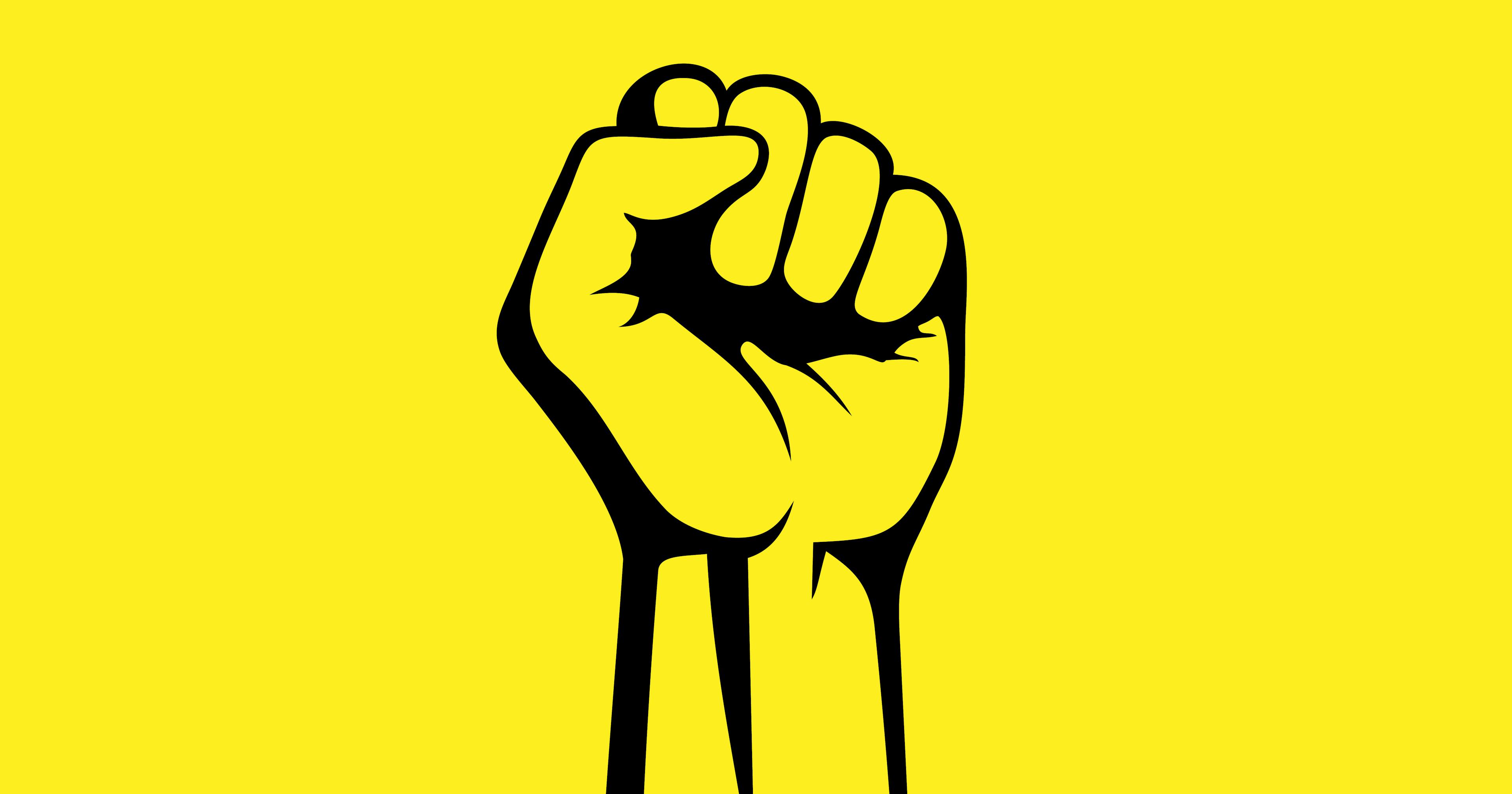 A stylised image of a raised fist