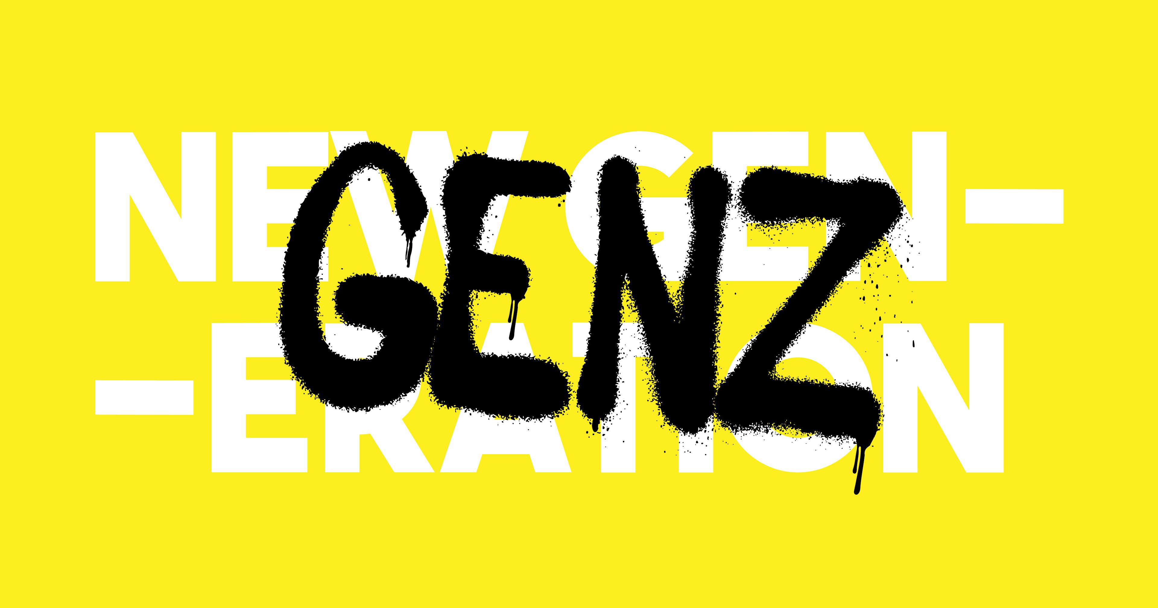 A stylised image showin Gen Z overlapping on top of 'New Gen-eration' white text