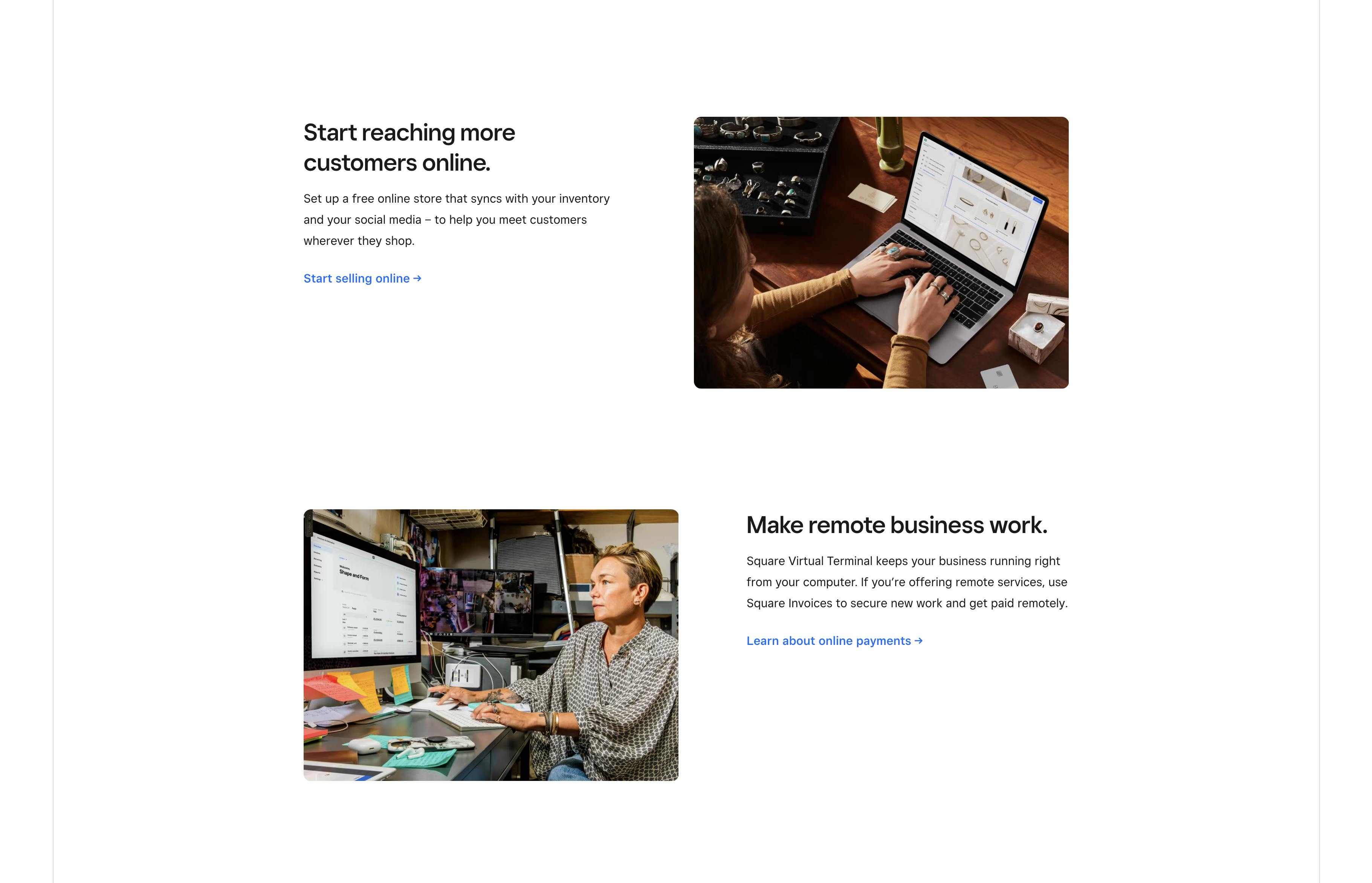 Square website screenshot