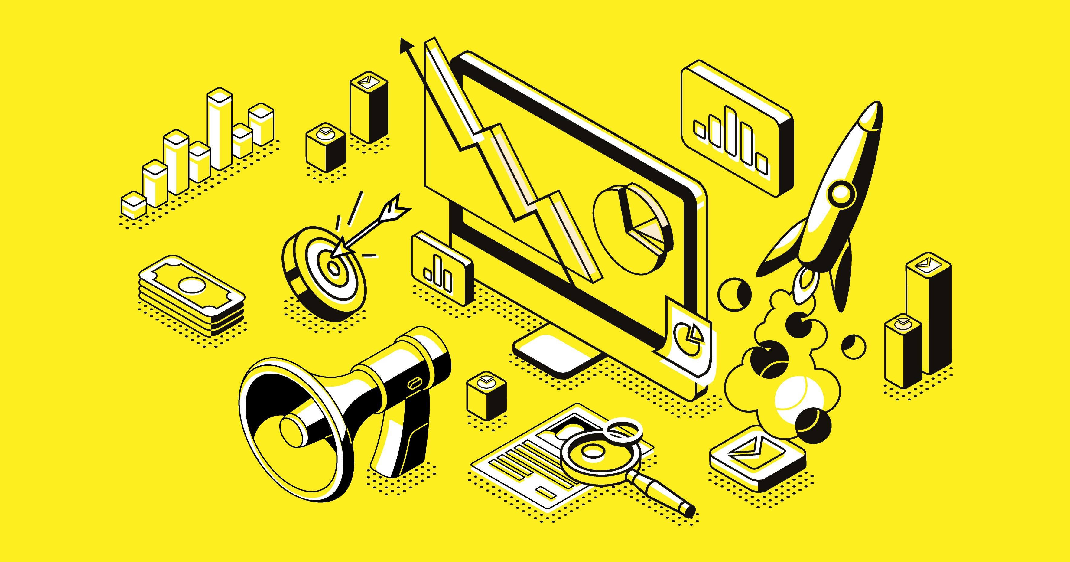 A stylised yellow and black image representing headless CMS