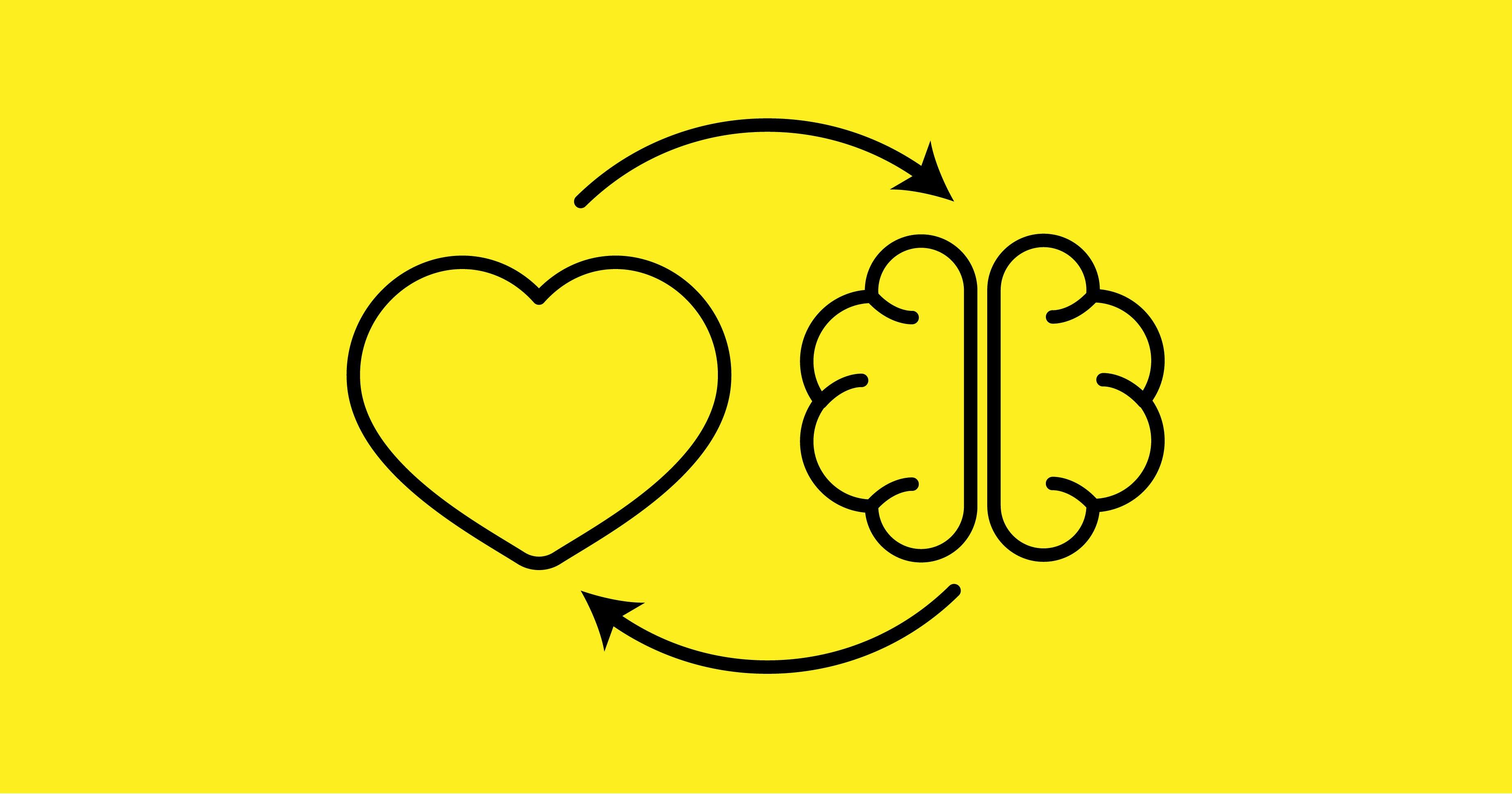 A stylised image of a heart and brain in a cycle