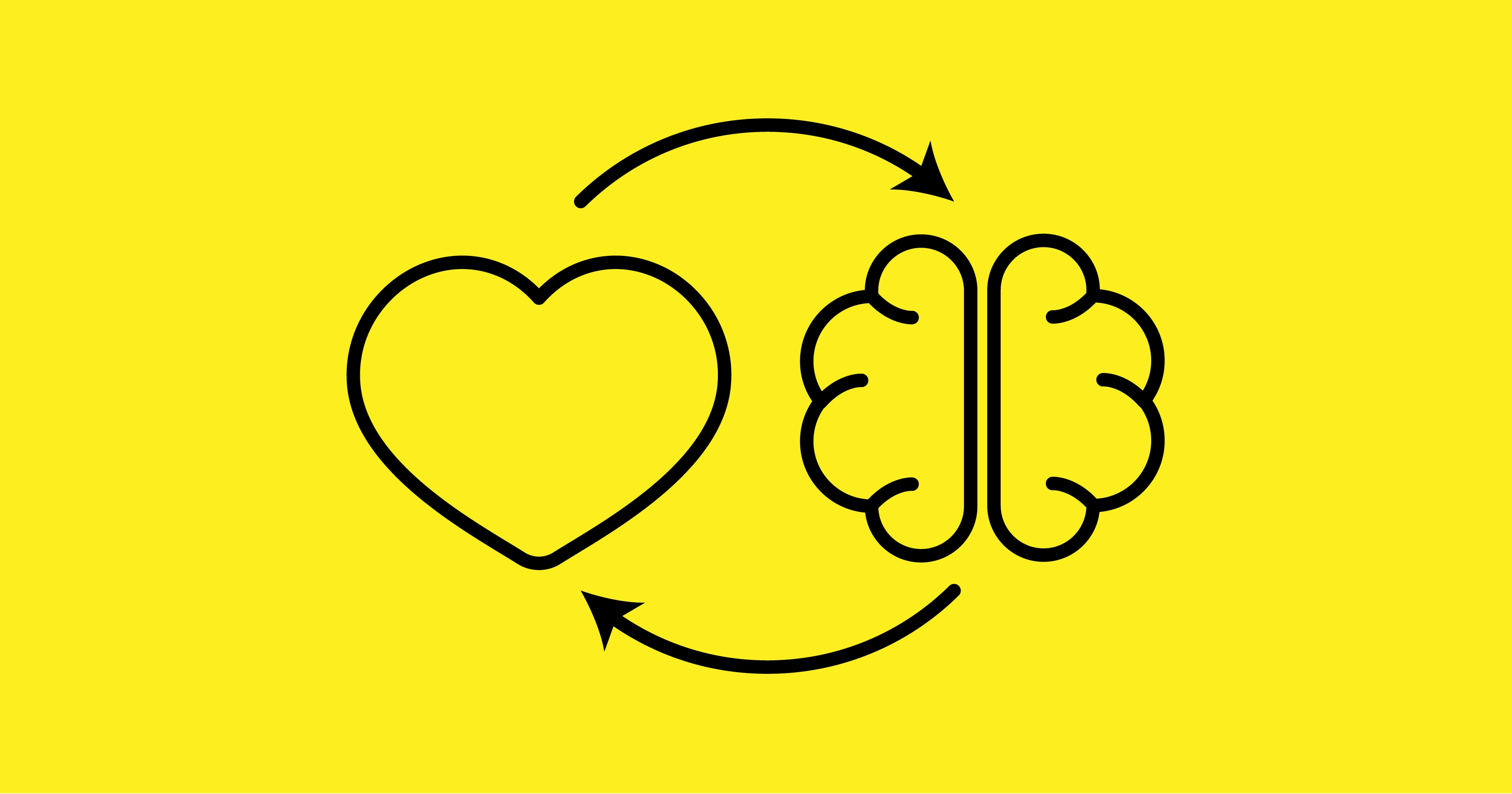 A stylised image of a heart and brain in a cycle
