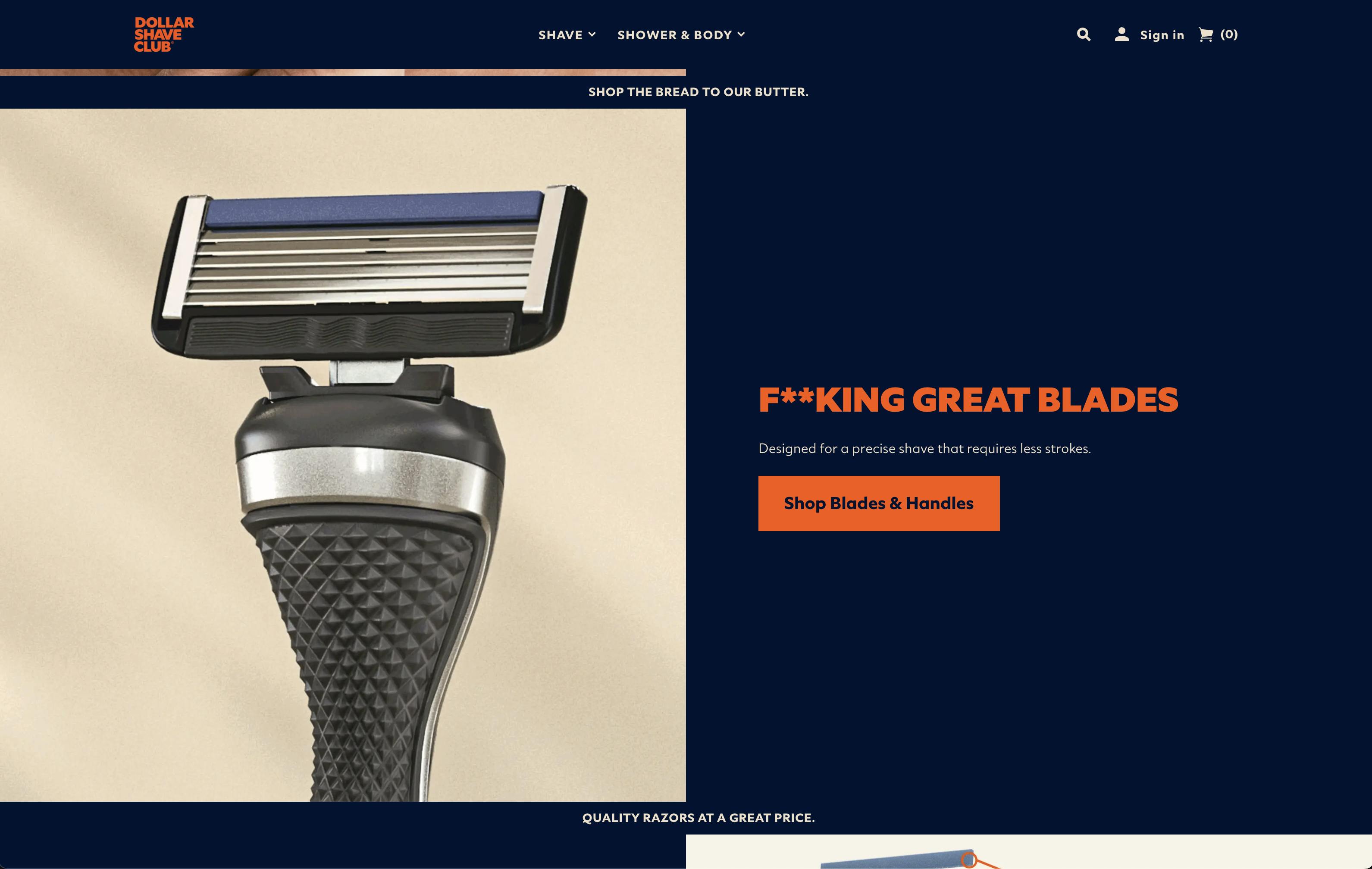 Image of Dollar shave website