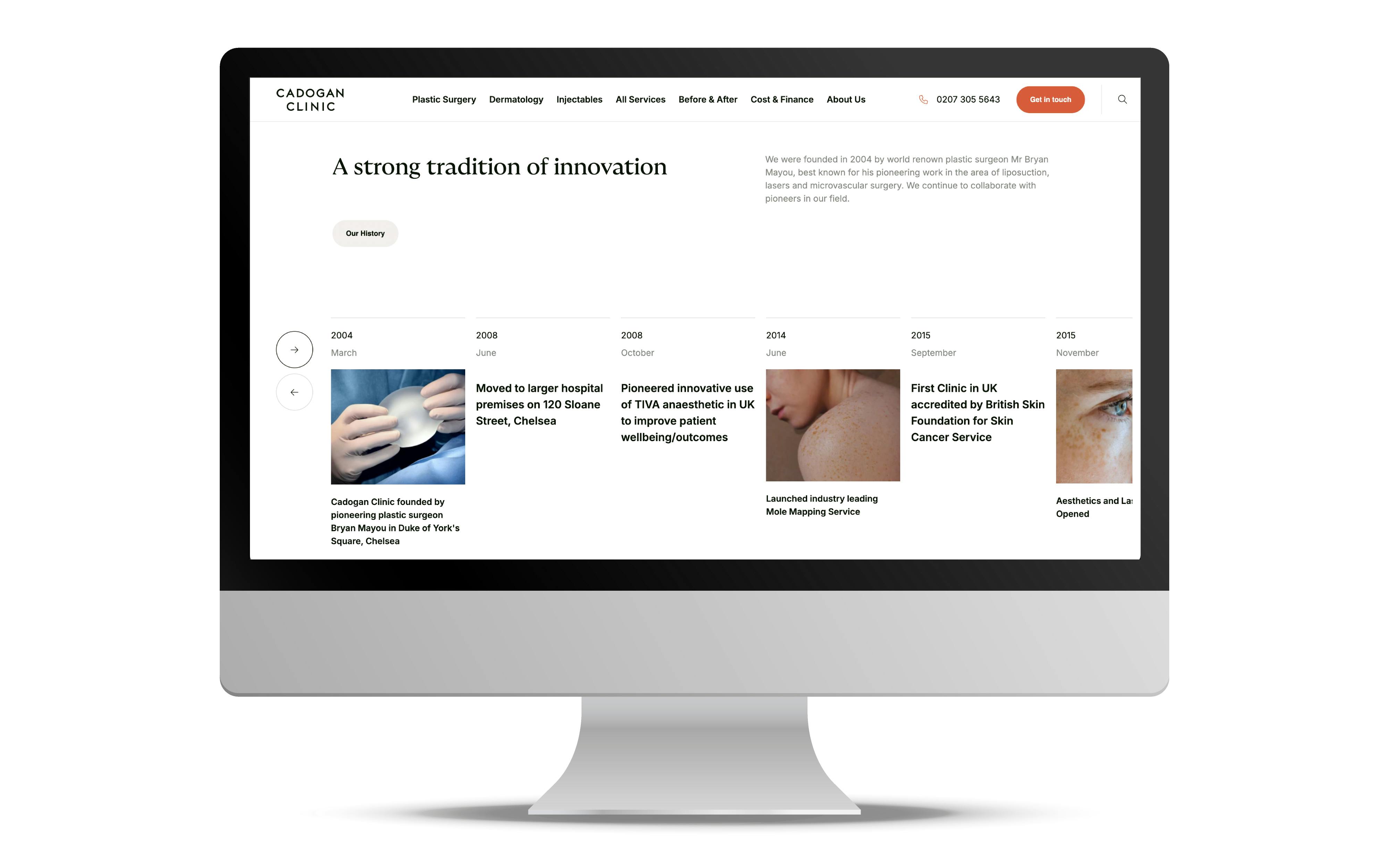 Cadogan Clinic - Website visual