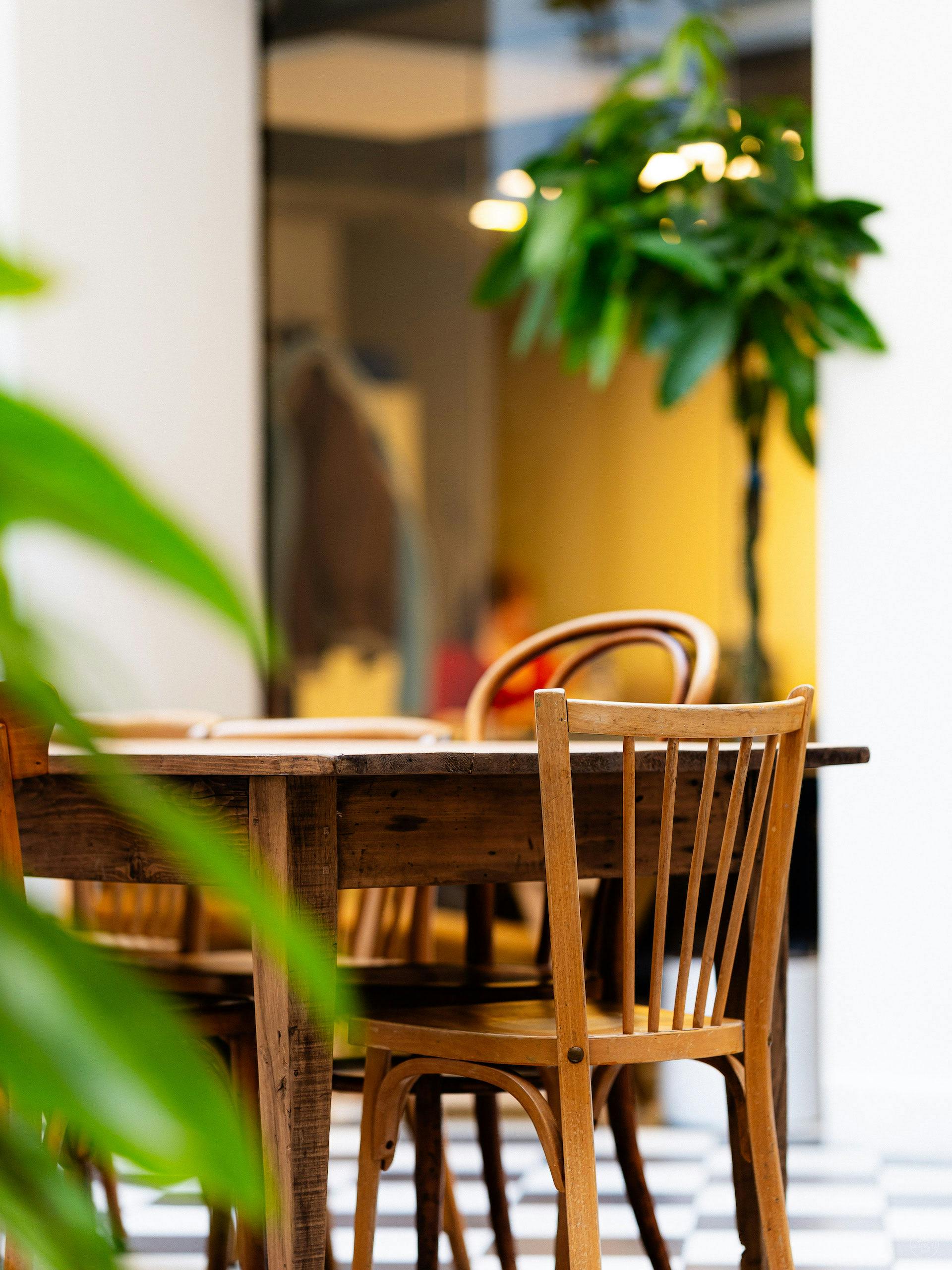 wood chair and table