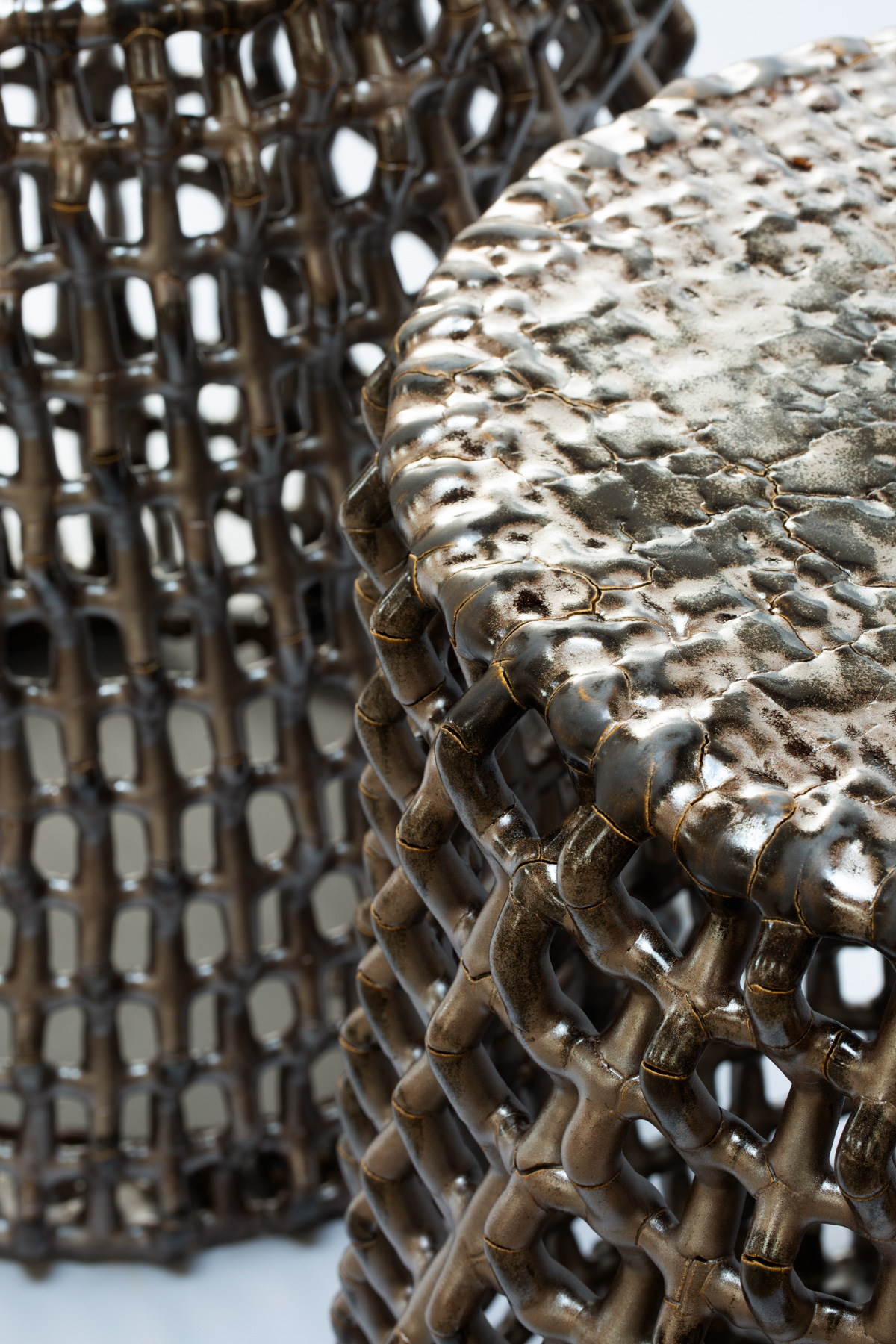 de sousa hughes Scott Daniel Design Ceramic Rhombus Table 17x23 Metallic Copper corner detail