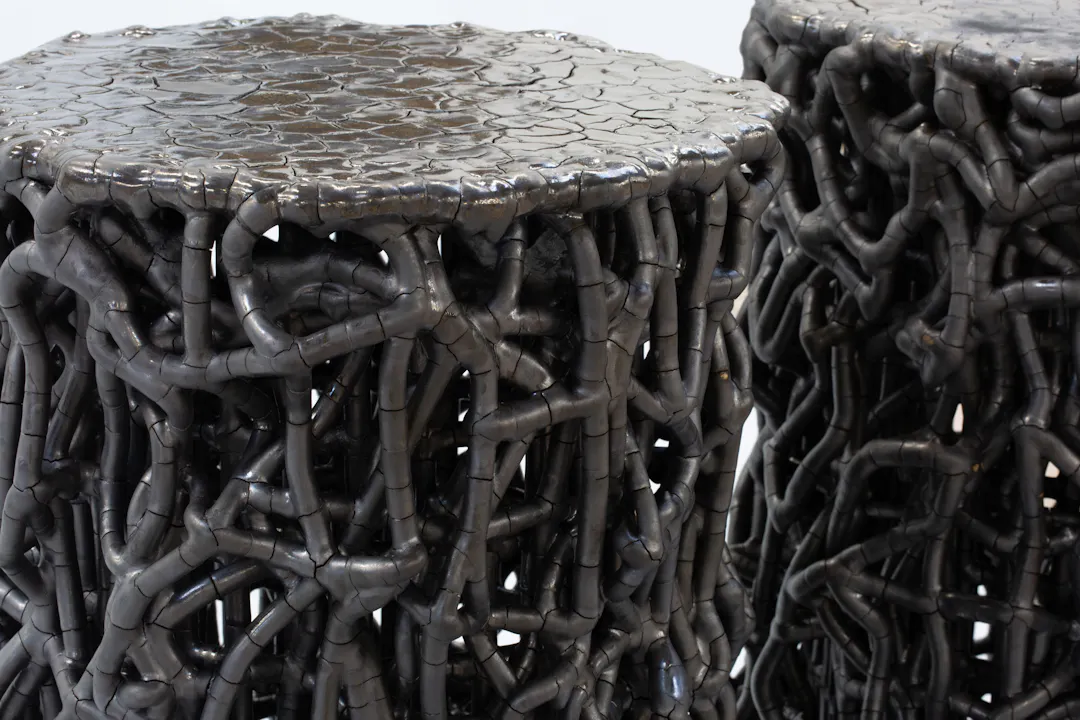 de sousa hughes Scott Daniel Design Ceramic Mangrove Table 14x23 Metallic Black pair detail