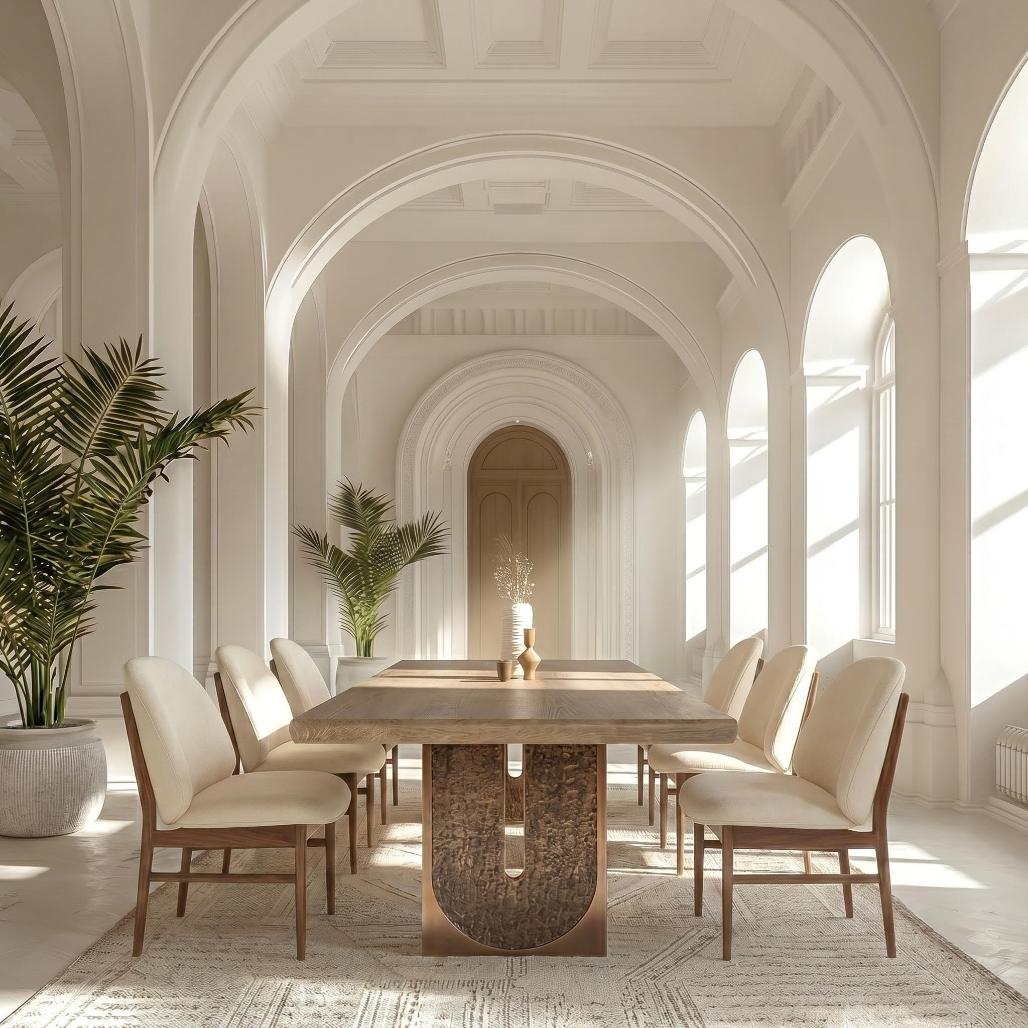 de sousa hughes troscan cloister dining table bronze base install image 3