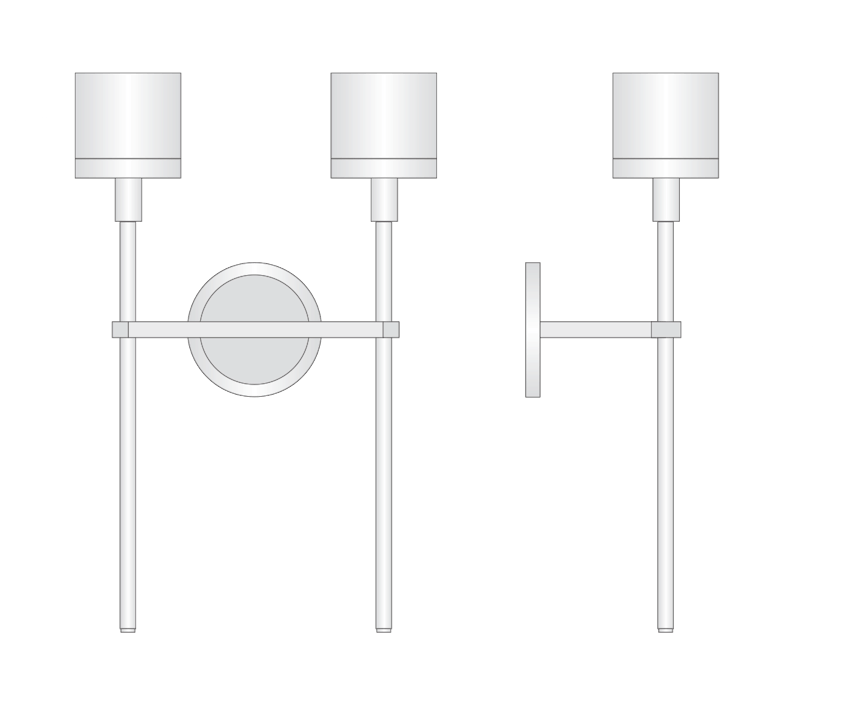 de sousa hughes Jonathan Browning Ventoux Double Arm Sconce dimensions