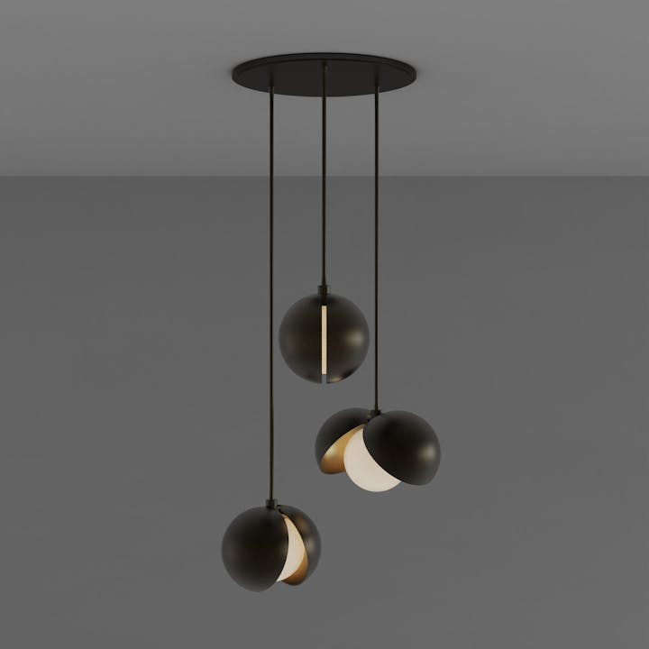 de sousa hughes tholos chandelier statuary bronze natural bronze 3pc dark background