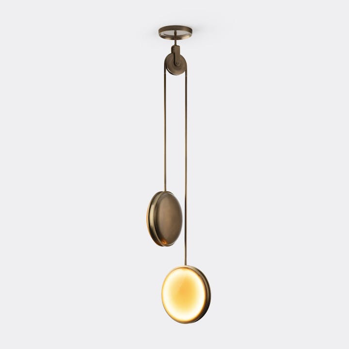 de sousa hughes monos pulley pendant antique bronze amber polished lens