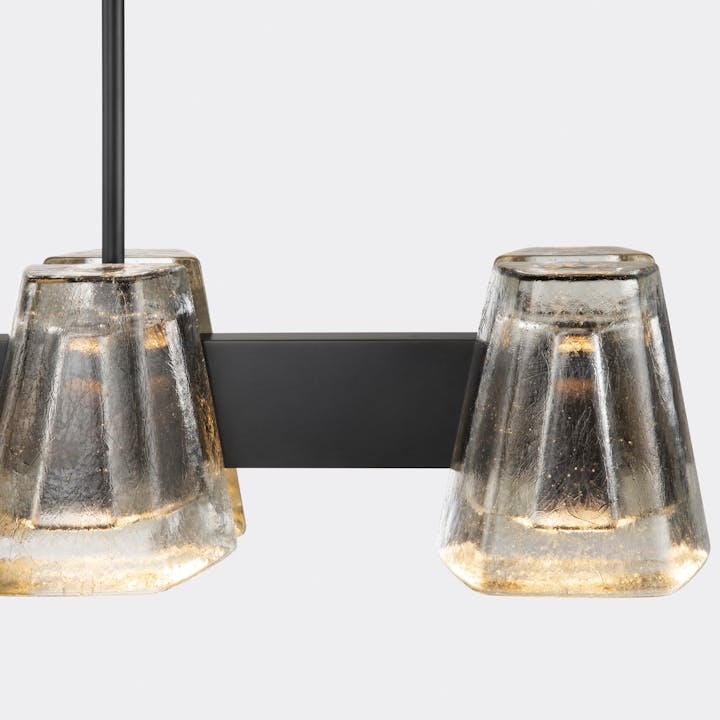 de sousa hughes thea linear chandelier dark nickel detail light on