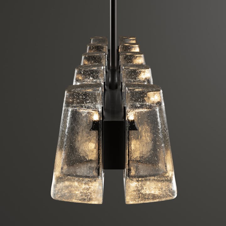 de sousa hughes thea linear chandelier dark nickel straight on