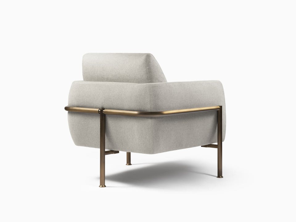 de sousa hughes caste benton lounge chair burnished brass back angle