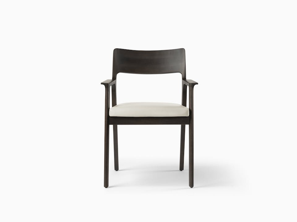 de sousa hughes caste buell dining arm chair walnut iron front