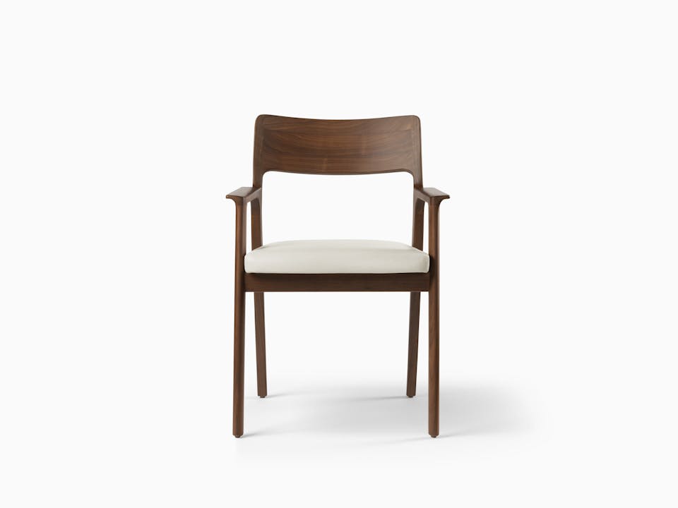 de sousa hughes caste buell dining arm chair walnut natural front