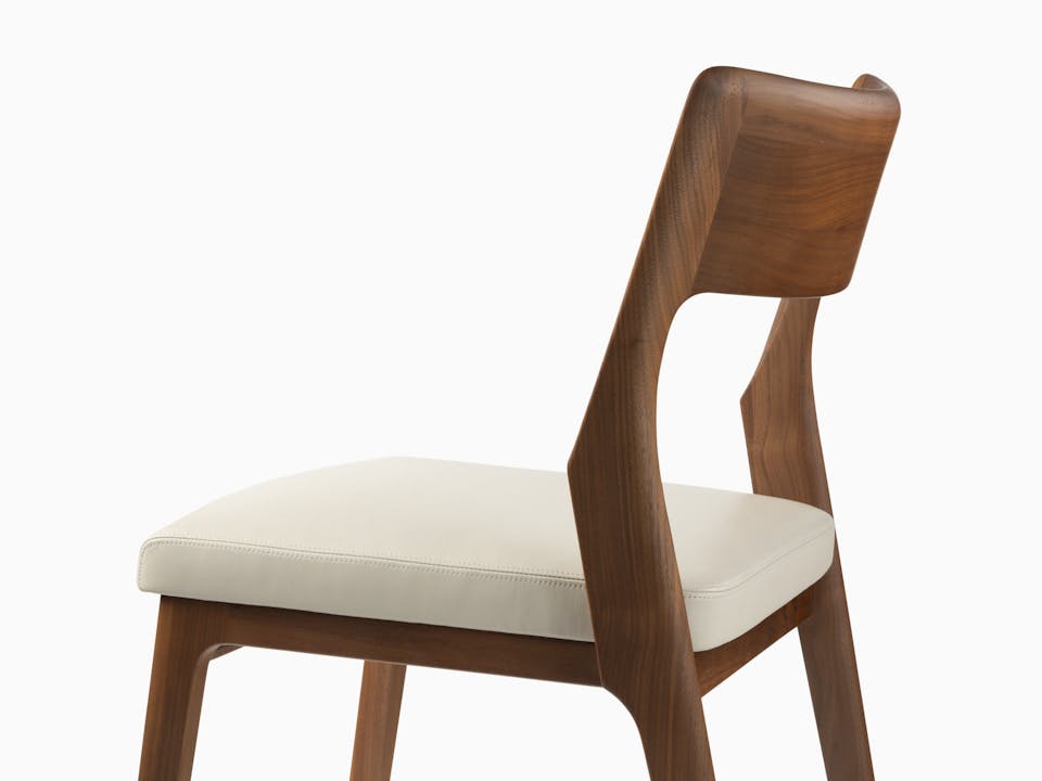 de sousa hughes caste buell dining side chair walnut natural side detail
