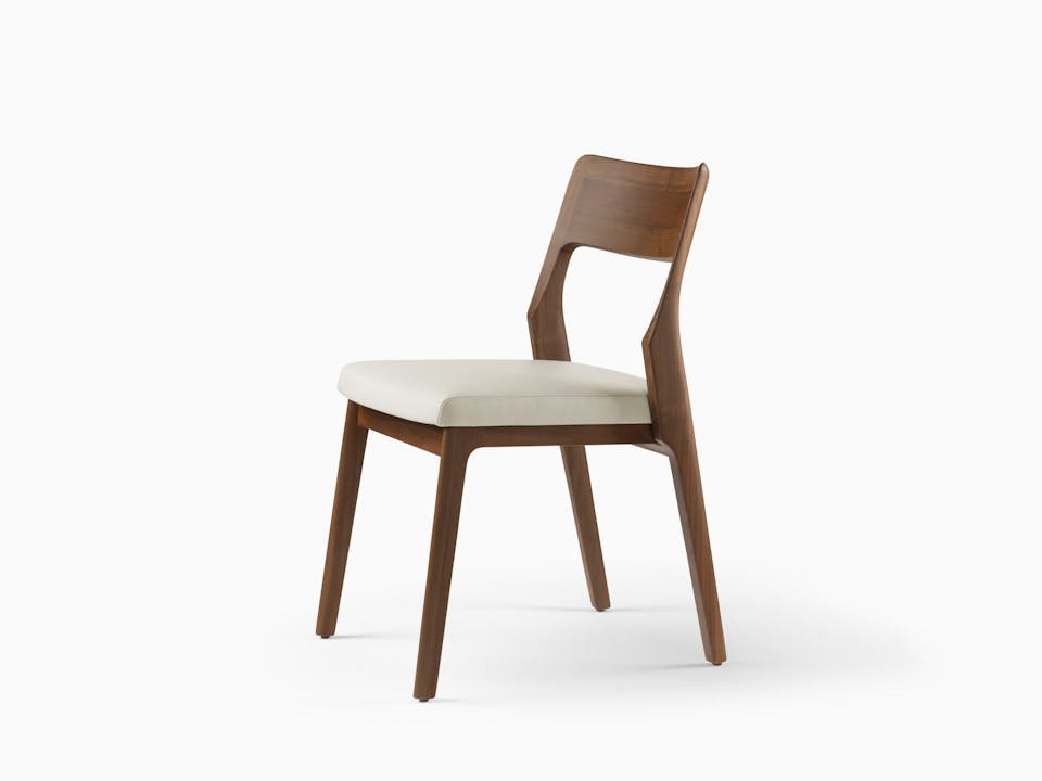 de sousa hughes caste buell dining side chair walnut natural side angle