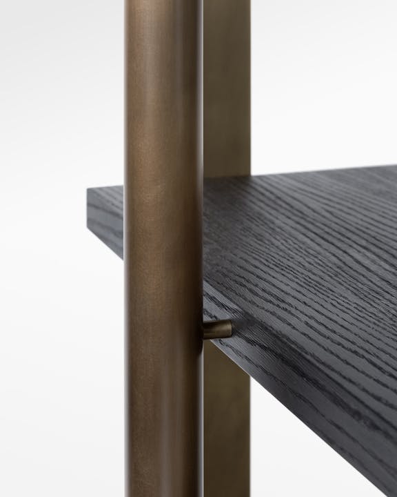 de sousa hughes caste holt bookcase metal wood detail