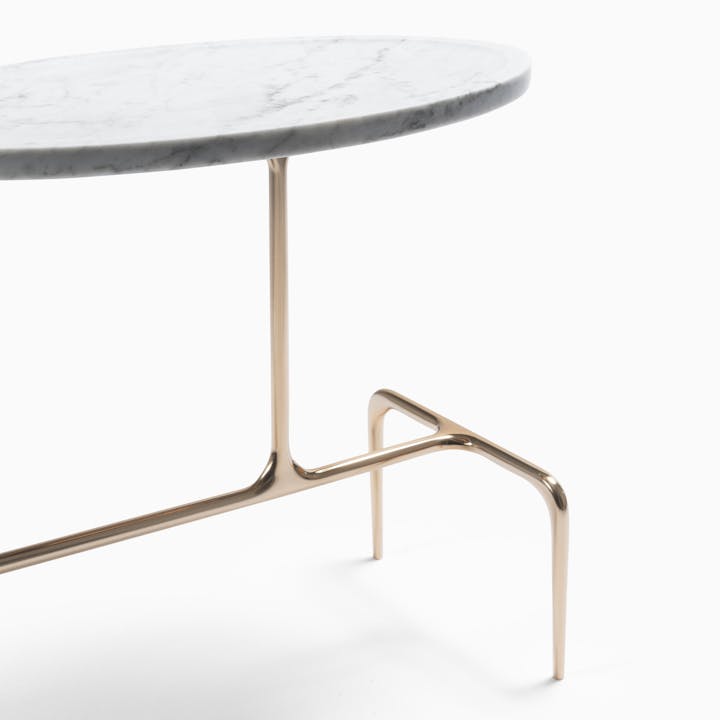 de sousa hughes caste bridger oval occasional table stone top base detail