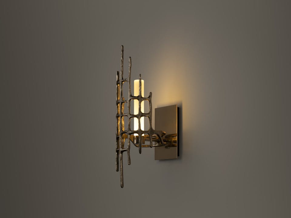de sousa hughes caste cleve sconce side angle dark lit