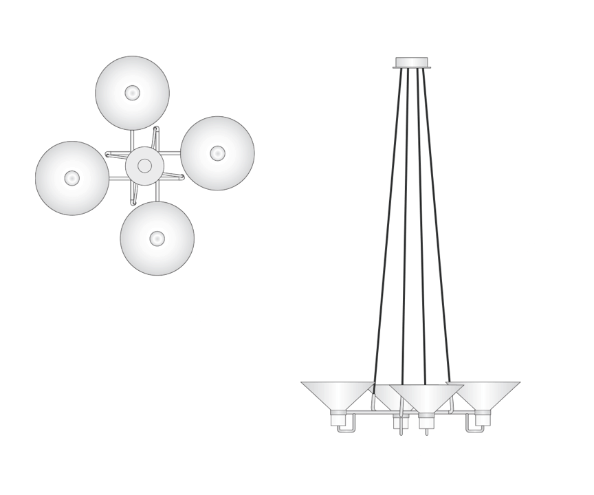 de sousa hughes Jonathan Browning Lauriston 4 Light Pendant dimensions