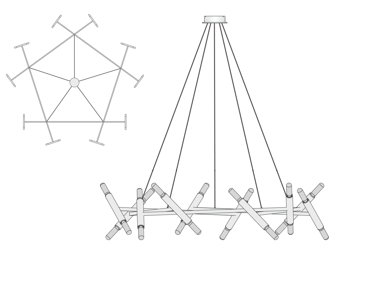 de sousa hughes Jonathan Browning Le Pentagone Chandelier dimensions