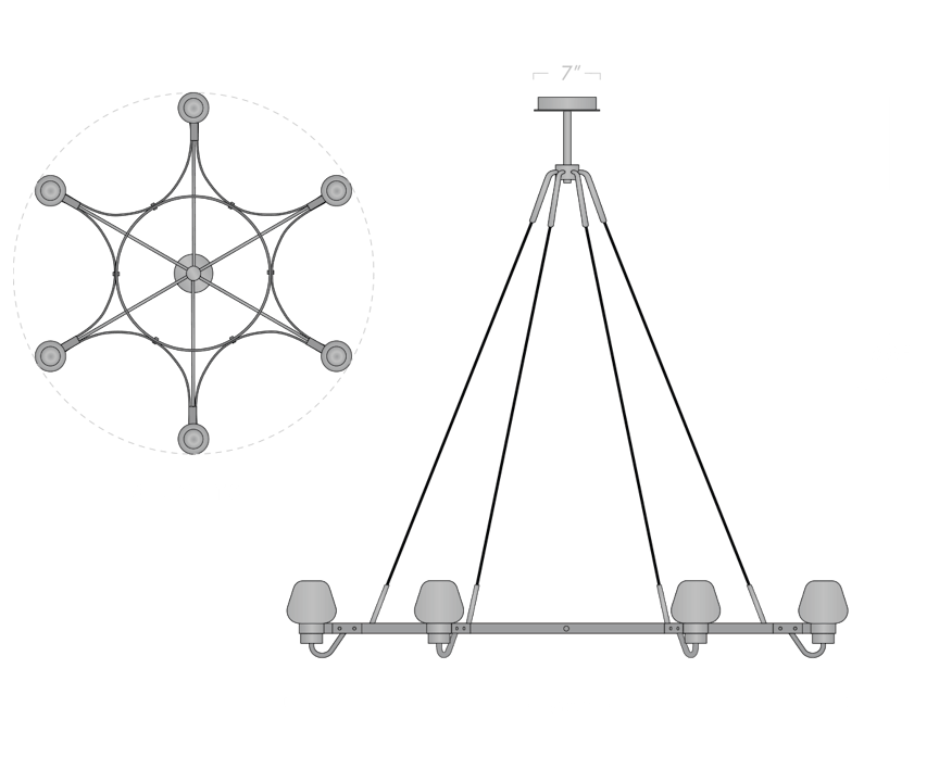 de sousa hughes Jonathan Browning Montalembert 6 Light Chandelier 5 ft dimensions