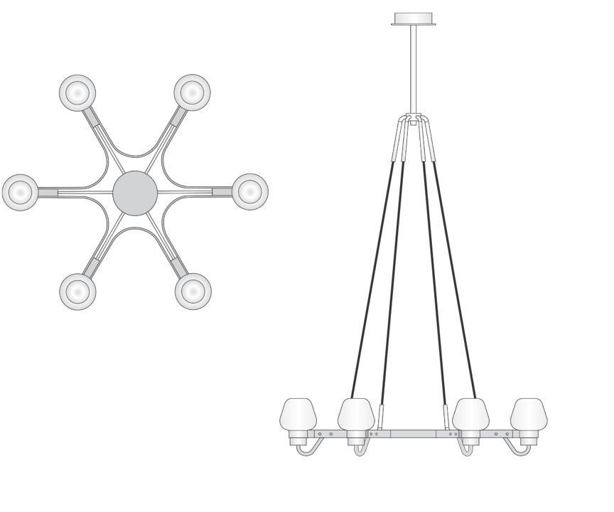 de sousa hughes Jonathan Browning Montalembert 6 Light Chandelier dimensions
