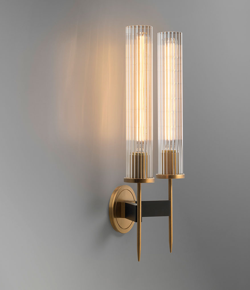 de sousa hughes Jonathan Browning Allouette Double Sconce angle