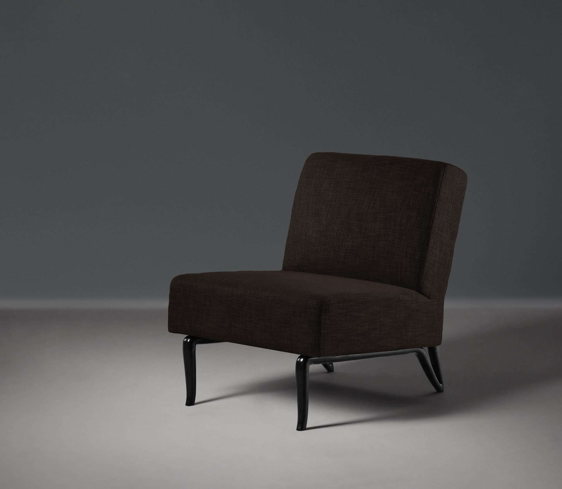 de sousa hughes Alexander lamont Mirador Slipper Chair Charcoal Woven Fabric