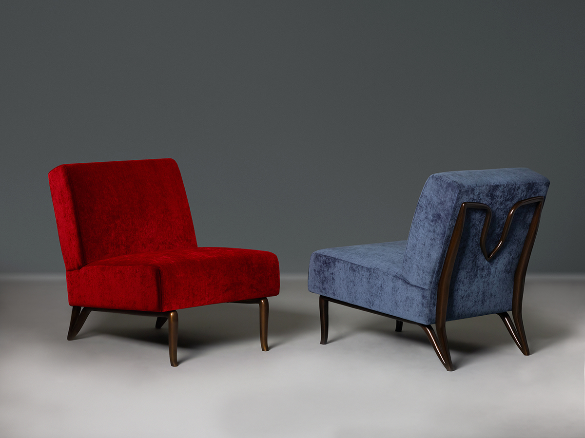 de sousa hughes alexander lamont mirador slipper chair red blue pair