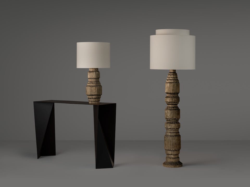 de sousa hughes alexanderlamont Paglia Floor Lamp Linen Two Tier 3