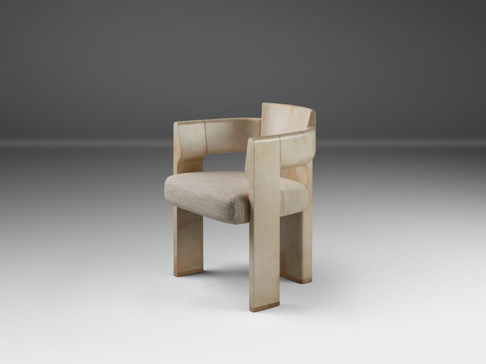 de sousa hughes alexander lamont Dais Spot Chair natural parchment side angle