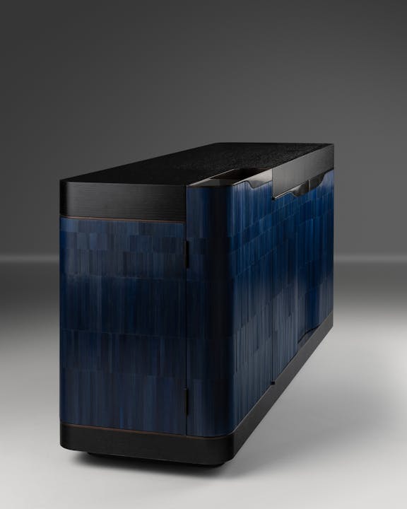 de sousa hughes alexander lamont estribor drinks cabinet 3 door deep blue detail angle