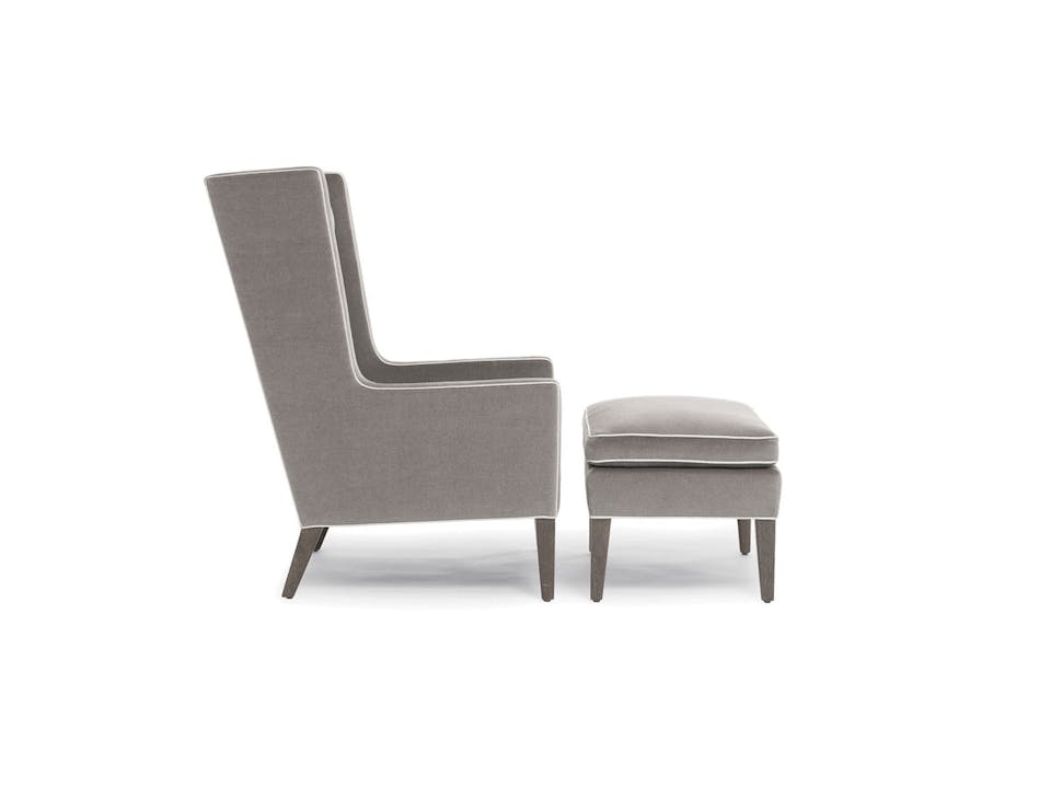 de sousa hughes bright chair Van Wing Chair With Upholstered Arm with ottoman side